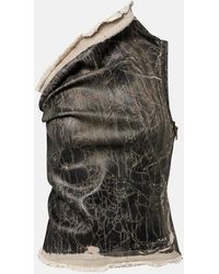 Rick Owens - Athena Printed One-Shoulder Denim Top - Lyst