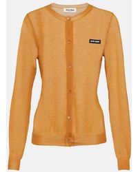 Miu Miu - Cardigan De Punto Con Logo - Lyst