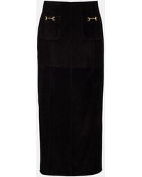 RIXO London - Edwina High-Rise Suede Midi Skirt - Lyst