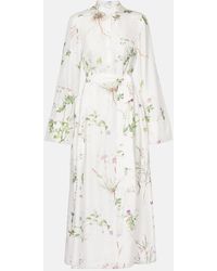 Erdem - Bedrucktes Midikleid Aus Seide - Lyst