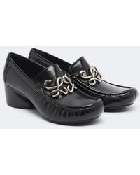 Loewe - Oval Double L Leather Loafer Pumps - Lyst
