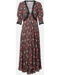 RIXO London - Amina Floral Crepe De Chine Midi Dress - Lyst