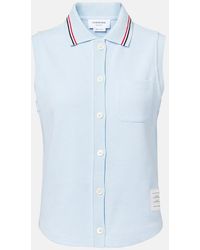 Thom Browne - Sleeveless Cotton Polo Shirt - Lyst
