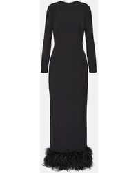 Safiyaa - Feather-Trimmed Crepe Gown - Lyst