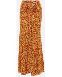 Rabanne - Low-rise Printed Jersey Maxi Skirt - Lyst