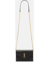 Saint Laurent - Cassandre Matelasse Envelope Leather Wallet On Chain - Lyst