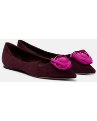 Roger Vivier - Rose Vivier Suede Ballet Flats - Lyst
