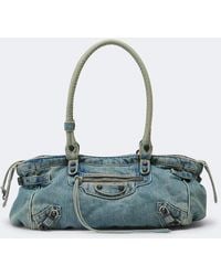 Balenciaga - Le City East-West Denim Shoulder Bag - Lyst