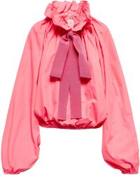 Patou Ruffled Tie-neck Cotton Blouse - Pink