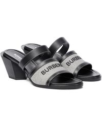 Burberry Canvas And Leather Sandals - Black