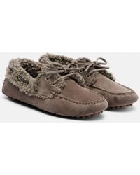 Brunello Cucinelli - Mokassins Monili Aus Veloursleder Mit Shearling - Lyst