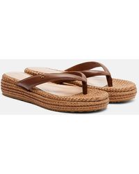 Gianvito Rossi - Tahiti Jute-Trimmed Leather Platform Thong Sandals - Lyst