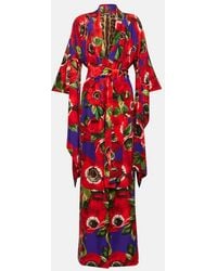 Dolce & Gabbana - Bata De Seda Floral - Lyst