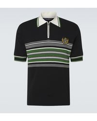 Dolce & Gabbana - Embroidered Striped Silk And Cotton Polo Shirt - Lyst