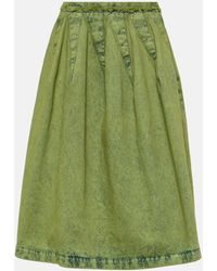 Marni - Pleated Denim Midi Skirt - Lyst