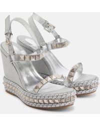 Christian Louboutin - Pyraclou Embellished Leather Sandals - Lyst