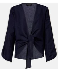 Adriana Degreas - Bicolor Linen-Blend Top - Lyst