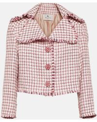 Etro - Cropped Houndstooth Wool-blend Jacket - Lyst