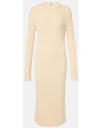 Jil Sander - Wool And Cotton Midi Dress - Lyst