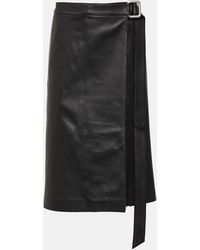 Ami Paris - Wrap Leather Midi Skirt - Lyst