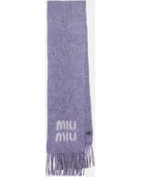 Miu Miu - Logo Mohair And Wool-blend Scarf - Lyst
