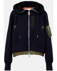 Sacai - Paneled Cotton-Blend Zip-Up Hoodie - Lyst