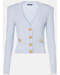Balmain - Cropped Knit Cardigan - Lyst