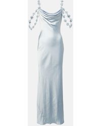 Self-Portrait - Robe Longue De Mariee En Satin A Fleurs - Lyst