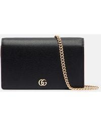 Gucci - Gg Petite Marmont Leather Wallet On Chain - Lyst
