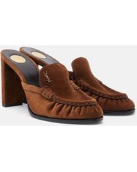Saint Laurent - Le Loafer Cassandre Suede Mules - Lyst