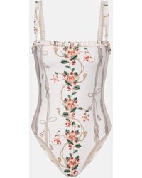 Agua Bendita - Limon Ruffled Embroidered Swimsuit - Lyst