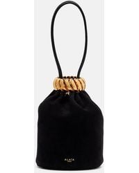 Alaïa - Motion Mini Embellished Suede Top-Handle Bag - Lyst