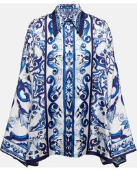 Dolce & Gabbana Camisa con estampado Mayólica - Azul