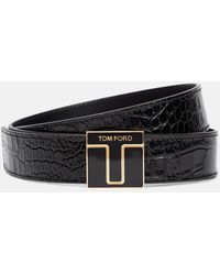Tom Ford - Logo Croc-effect Patent Leather Belt - Lyst