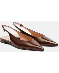 Gianvito Rossi - Patent Leather Slingback Flats - Lyst