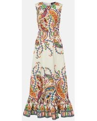 Etro - Belted Printed Cotton Maxi Dress - Lyst