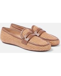 Gianvito Rossi - Leather-Trimmed Raffia Loafers - Lyst