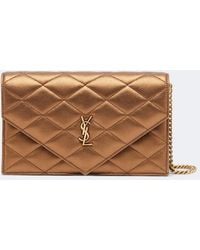 Saint Laurent - Paris Metallic Leather Wallet On Chain - Lyst
