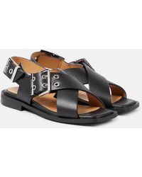 Ganni - Faux Leather Mary Jane Sandals - Lyst