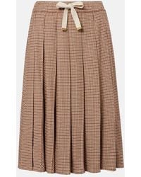Moncler - Checked Pleated Midi Skirt - Lyst