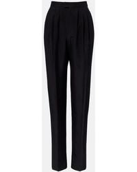 Saint Laurent - Pleated Silk Straight Pants - Lyst