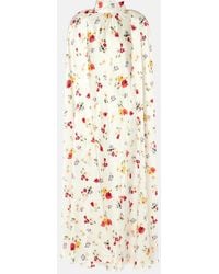 Rodarte - Floral Caped Silk Maxi Dress - Lyst