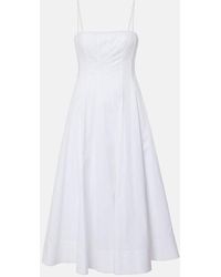 STAUD - Wylie Corset Cotton Midi Dress - Lyst