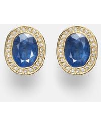 Octavia Elizabeth - 18Kt Stud Earrings With Diamonds And Sapphires - Lyst