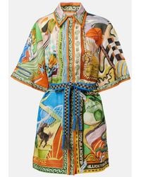 ALÉMAIS - Vestido Camisero Lucky Pace De Lino Estampado - Lyst