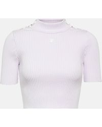 Courreges - Logo Ribbed-knit Crop Top - Lyst