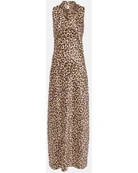 Veronica Beard - Kura Leopard-print Silk-blend Maxi Dress - Lyst