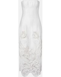 LEO LIN - Rayna Floral-Applique Linen-Blend Bustier Gown - Lyst