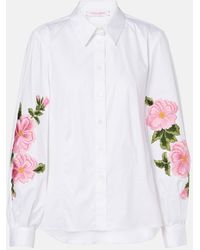 Carolina Herrera - Puff-sleeve Cotton-blend Button-down Shirt - Lyst