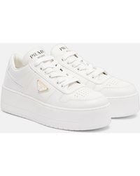 Prada - Downtown Bold Leather Platform Sneakers - Lyst